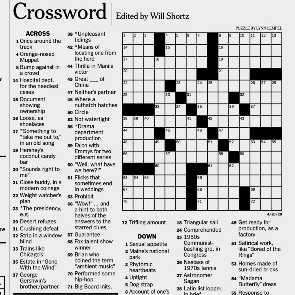 Jezebel And Gawker In The NYT Crossword 